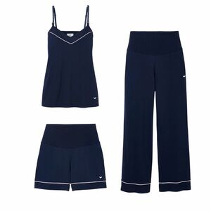 Petite Plume Women’s Maternity Pajamas & Robe in Navy